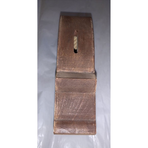 Vintage Folk Art Cat Carved Wood Bank Hand Painted Blue Flowers Tan Brown 6” - Picture 11 of 12